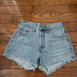 Levi's Blue Jean Shorts Frayed Hem Vintage Look